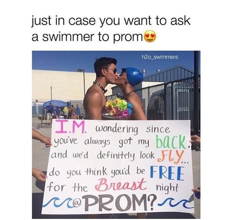 SOMEONE PLEASE DO THIS FOR ME IM BEGGING YOU Swimmer Memes, Swimmer Quotes, Getting Rejected, Swimming Jokes, Cute Prom Proposals, Swimming Funny, Swimming Motivation, Swimming Memes, Dance Proposal