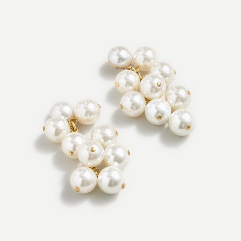 Pearl Cluster, Sparkle Earrings, J Crew Jewelry, Plastic Glass, Cluster Earrings, White Earrings, Hoop Earrings Small, Fringe Earrings, Pearl Color