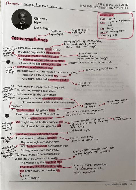 aqa english literature gcse - Love and relationships poetry | ‘The Farmer’s Bride’ analysis and annotations #gcse #english #poetry #study #studymotivation #notes Mother Any Distance Poem Analysis Gcse, Gcse English Literature Poetry Love And Relationships, Gcse Poems Love And Relationships, Love And Relationships Poetry Gcse Aqa, Love And Relationships Poetry Gcse, Gcse Motivation, Poetry Revision, English Literature Poems, Poetry Study