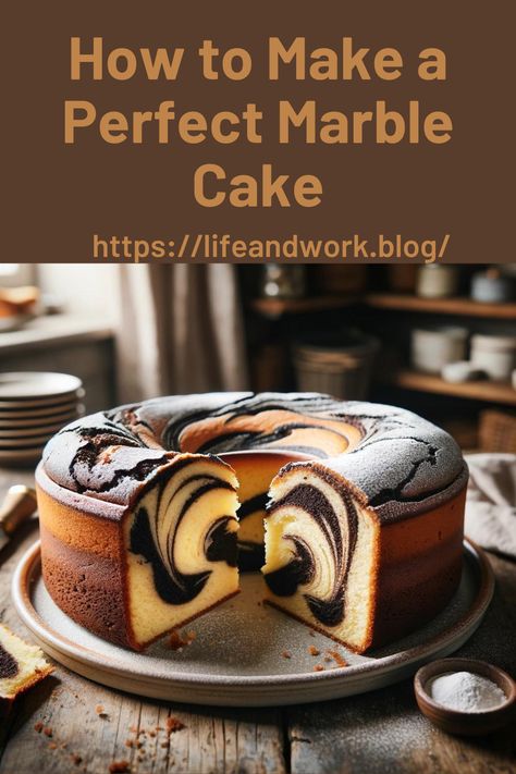 How to Make a Perfect Marble Cake Super Moist Marble Cake Recipe, Gluten Free Marble Cake, How To Make Marble Cake, Marble Pound Cake Recipe, Marble Cake Recipe With Box Cake, Simple Marble Cake Recipe, Homemade Marble Cake Recipe, Vanilla Cake Ideas, Marble Cake Design