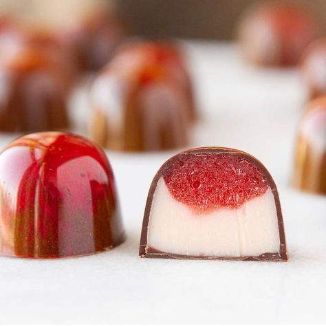 “Blood Orange Pâte de Fruit atop blood orange infused white chocolate ganache” Champagne Jellies, Chocolate Bonbons Recipe, Bon Bons Recipe, Polycarbonate Chocolate Molds, Chocolate Bonbons, Chocolate Candy Recipes, Chocolate Recipes Homemade, Hazelnut Coffee, White Chocolate Ganache