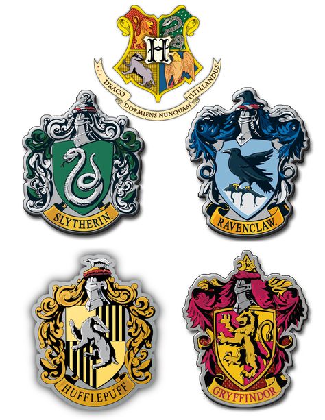 Hogwarts House Crests - sm Hogwarts Houses Printables, Hogwarts House Crests, Harry Potter Motto Party, Logo Harry Potter, Stiker Macbook, Harry Potter Weihnachten, Imprimibles Harry Potter Gratis, Baby Harry Potter, Harry Potter Houses Crests