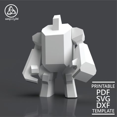 ROBOT_01 Create your own paper sculpture. A fantastic DIY paper craft project to create your own polygonal shaped sculpture.  It can be placed like art or decoration. The model is also perfect to customise. Really make it unique by experimenting with different coloured card or painting. You will receive SVG, DXF, PDF templates for this model (not colour), and also a PDF assembly guide. ROBOT_01 Model size approx : 40cm height, 35cm width, 25cm depth Difficulty Level:  MEDIUM (You need approximat Low Poly Art 3d, Low Poly 3d Art, Low Poly Island, 3d Modeling Ideas, Paper Crafts Templates, Paper Robot, Sculpture Making, 3d Robot, 3d Modeling Tutorial