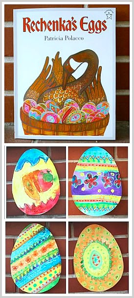 Easter egg craft for kids inspired by the picture book, Rechenka's Eggs! ~ BuggyandBuddy.com Grade 5 Easter Art, 1st Grade Easter Art Projects, 2nd Grade Easter Art Projects, 5th Grade Easter Art Projects, Easter Art For Elementary Students, Easter Art Elementary, Easter Art Grade 1, Easter Art Lessons Elementary, Easter Crafts For Elementary Students