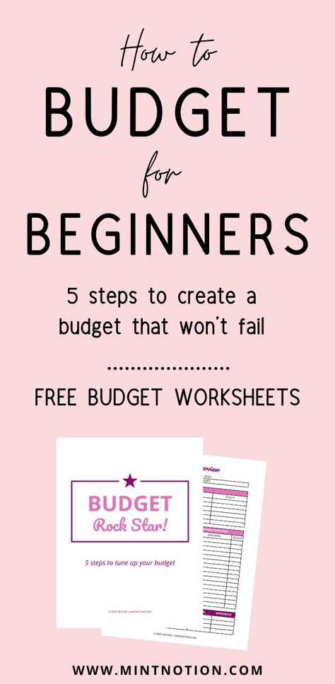 How to create a budget for beginners. Follow these easy step-by-step guide to help you put together a budget that won't fail. Learn how to finally take control of your finances so you can pay off debt and save more money. Includes free budget worksheet printables. Download now! Budget Journal Template, Fun Budgeting Ideas, Make A Budget, How To Create A Budget Step By Step, Monthly Budget Worksheet Printable Free, Budgets For Beginners, Monthly Budget Printable Free Worksheets, Free Budget Printables 2020, How To Set Up A Budget