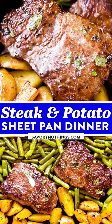 Sirloin Steak Sheet Pan Dinner, Beef Sheet Pan Recipes, Sheet Pan Steak And Veggies, Sirloin Steak Recipes Oven, Potato Sheet Pan Dinner, Top Sirloin Steak Recipe, Potato Sheet Pan, Steak And Green Beans, Sirloin Recipes