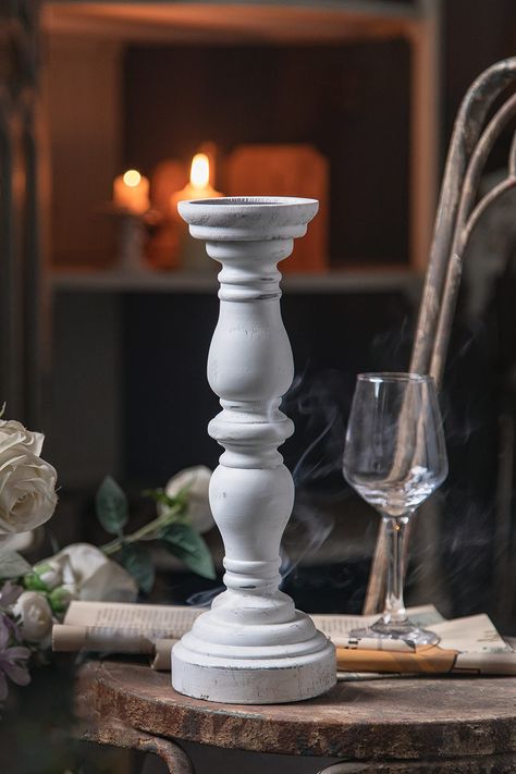 PRICES MAY VARY. ✲【 Distressed Candle Holder 】– The rustic candle holder measures 4.7inch x 4.7inch x 13.6inch, candle plate diameter 3inch. This vintage candlestick holder has antique white and distressed finish, which will bring a shabby chic. ✲【 Quality Material 】- Made of 90% Fir Wood and 10% Metal, handmade with sophisticated distressed craftsmanship. Use handmade distressed finish, so each white rustic floor candle holders looks slightly different. ✲【 Multiple Applications 】- Rustic tall c Distressed Candle Holders, Wooden Pillar Candle Holders, Rustic Floor, Candle Vintage, Wooden Pillars, Vintage Candlestick Holders, Antique Candle Sticks, Rustic Candle, Floor Candle Holders