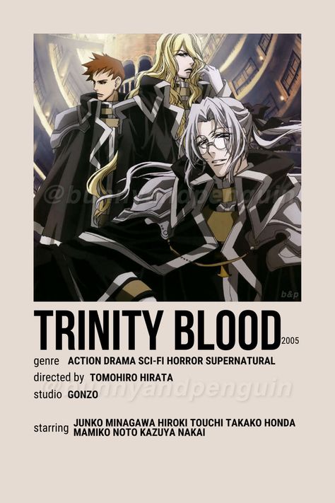 Trinity Blood Manga, Minimalist Anime Poster, Poster Polaroid, Minimalist Anime, Trinity Blood, Trippy Cartoon, Grunge Posters, Japanese Animated Movies, Anime Suggestions