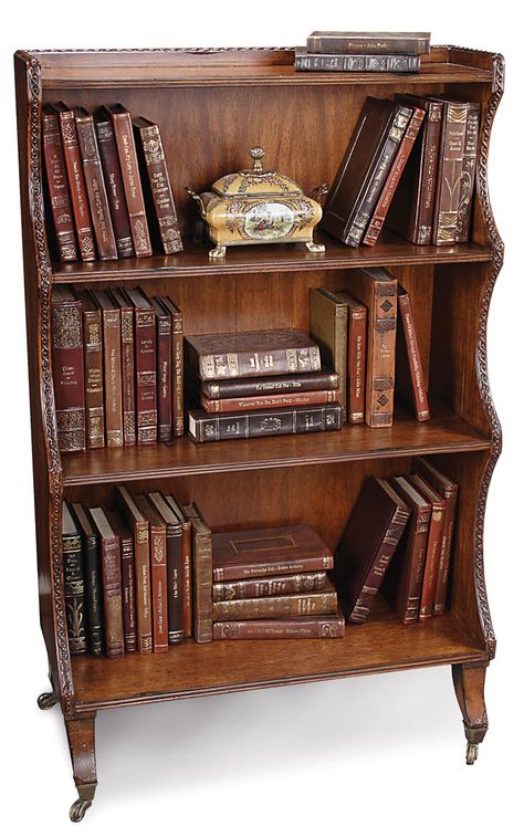 Hand Carved Furniture, Mahogany Bookcase, Antique Bookcase, Carved Furniture, Furniture Storage, Cube Storage, Classic House, Interior Architecture Design, Storage Shelves