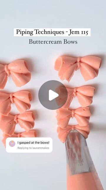 @decorelement on Instagram: "Buttercream bows 🎀😍 all you need is the piping tip “Jem 115” 👏 🎥 baker credit: @lily_vanilli_cake  . . . . . . . . . . . . #pipingskills #pipingtips #buttercream #buttercreampiping #bows #coquette #howto #cakeinspo" Baking Tips And Tricks, Cake Piping Techniques, Cupcake Decorating Techniques, Cake Baking Supplies, Cake Nozzles, Bow Cupcakes, Baking Supply Store, Piping Tip, Bows Coquette