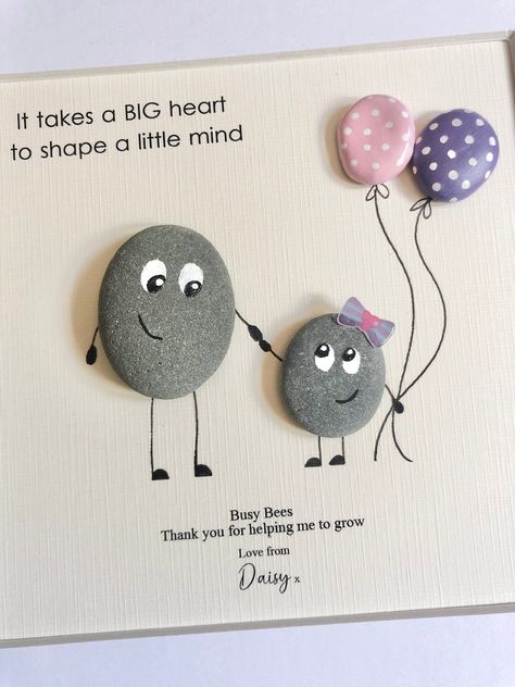 Diy gifts for him Pebbles Art Ideas, Teacher Gift Craft From Kids, Teacher Pebble Art, Stone Art Ideas, Movie Basket Gift, Creative Teachers Gifts, Gift Ideas For Boys, Pebbles Art, Stone Pictures Pebble Art