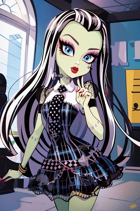 Frankie Stein Fanart, Monster High Cartoon, Monster High Frankie, Futuristic Helmet, Arte Monster High, Monster High Pictures, Disney Princess Artwork, Frankie Stein, Moster High