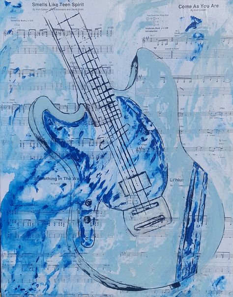 Art Abstract blue guitar painting acrylic Dark Blue Guitar Aesthetic, Blue Guitar Wallpaper, Blue Guitar Aesthetic, Moodboard Wall, Guitar Background, Matching Layout, Guitar Sketch, Blue Guitar, Guitar Drawing