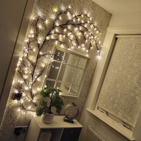 Twinkle Lights Bedroom, 2d Tree, Closet Nook, Lights Bedroom, Zen Space, Tree Light, Crafts Decor, Room Transformation, Willow Tree