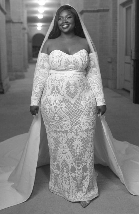 Wedding Dress Mermaid Lace, Plus Size Wedding Dresses With Sleeves, Plus Wedding Dresses, Plus Size Bridal, Plus Size Brides, Plus Size Wedding Gowns, Bride Hair, Princess Wedding Dresses, Wedding Dresses Plus Size