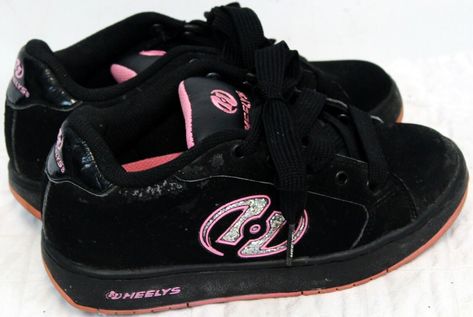 Heely Shoes Black Heelys with pink detailing 7229 Lace up Shows wear, rubbed off sides Women' s/ Girls  Size 5 UK Size 3 Eur Size 35 Approx measurements 8.5" (21.5 cm) length 3.5" (9 cm) width 3.5" (9 cm) total height Please ask any questions if unsure about anything. They are easier than returns Thank You For Viewing Our Listing I am a college student studying engineering in addition to having a family. My hours can be crazy and sometimes hectic. Due to changing classes each semester, the hours Y2k Shoes Aesthetic, Skater Girl Shoes, Heely Shoes, Heelys Roller Shoes, Black And Pink Shoes, Studying Engineering, 2000s Shoes, Having A Family, Black Velvet Shoes