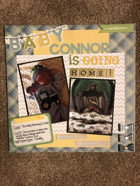 Coming Home Scrapbook Page, Newborn Scrapbook Layouts, Baby Shower Scrapbook Layouts, Baby Scrapbook Page Ideas, Scrapbook Ideas For Baby Boy, Newborn Scrapbook Ideas, Baby Scrapbook Ideas Layout, Baby Boy Scrapbook Page Ideas, Baby Scrapbook Ideas