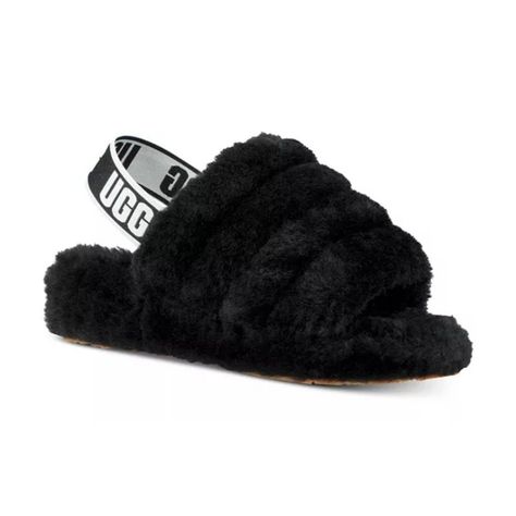 Nwot Ugg Women's Fluff Yeah Slide Slippers 8 - Black & White Layers Of Plush Fur Abound In The Comfortably Stylish And Cozy Fluff Yeah Slides By Ugg. Round-Toe Slip-On Slingback Sandals Real Fur At Linings And Upper Elastic Heel Strap With Logo Details; Uggpure Wool Wicks Away Moisture To Help Keep Feet Warm And Dry Pieced, Dyed Sheepskin Fur Origin: Australia, Ireland, United Kingdom Or United States 10mm Sheepskin Upper, Lining, And Insole This Product Was Made In A Factory That Supports Women Black Ugg Slippers, Ugg Shoes Women, Fluff Yeah Slide, Ugg Fluff Yeah, Ugg Slides, Ugg Sandals, Ugg Tasman Slippers, Black Uggs, Shearling Slippers