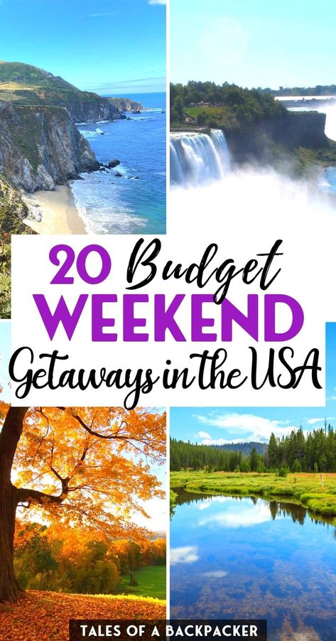 20 Budget Weekend Getaways in the USA -Do you need a weekend away with your other half? Check out these recommendations for the best cheap weekend getaways for couples in the USA - perfect for a romantic weekend away on a budget! | Budget Travel | Couples Travel | Weekend Getaways in the USA | Cheap Weekends Away | Cheap Valentines Getaways in the USA Cheap Vacation Ideas For Couples, Cheap Weekend Getaways, Getaways For Couples, Weekend Getaway Ideas, Weekend Getaways For Couples, Travel Couples, Long Weekend Getaways, Couples Travel, Best Weekend Getaways