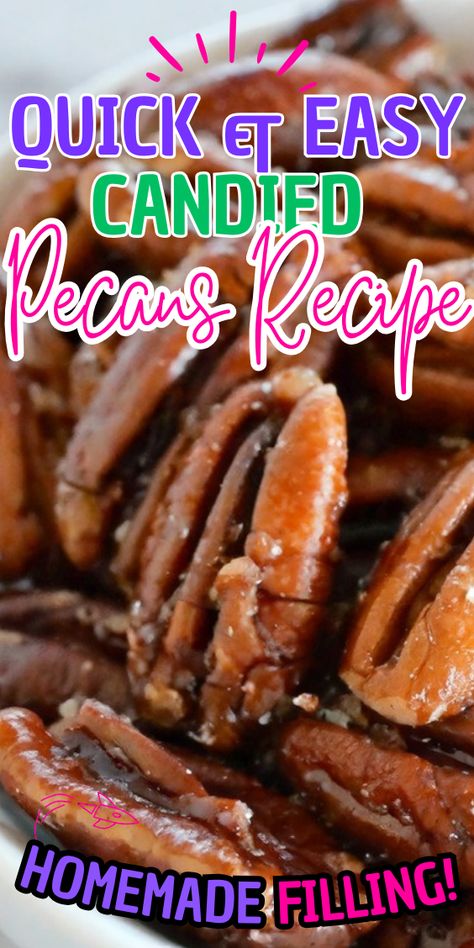 Quick & Easy Candied Pecans Crockpot Candies Pecans, Pecan Clusters Easy, Candid Pecans Recipes, Pecan Candy Recipe, Candy Pecans, Candied Pecans Easy, Easy Candied Pecans, Candied Nuts Recipe, Nuts Recipes