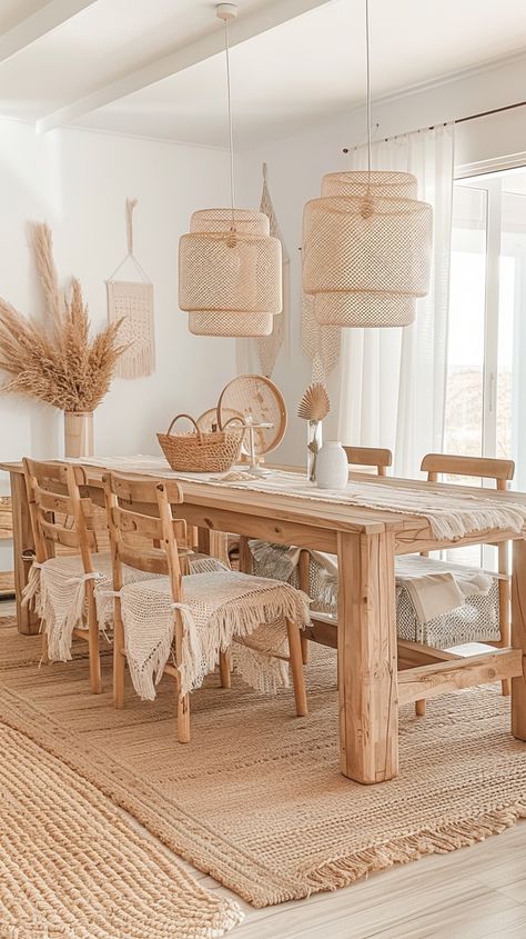 36 Modern Boho Dining Room Design Ideas Boho Country Dining Room, Boho Living And Dining Room Combo, Boho Neutral Dining Room, Boho Dinner Table, Boho Dining Table Decor, Boho Dining Room Table, Modern Boho Dining Room, Parisian Dining Room, Boho Dining Table