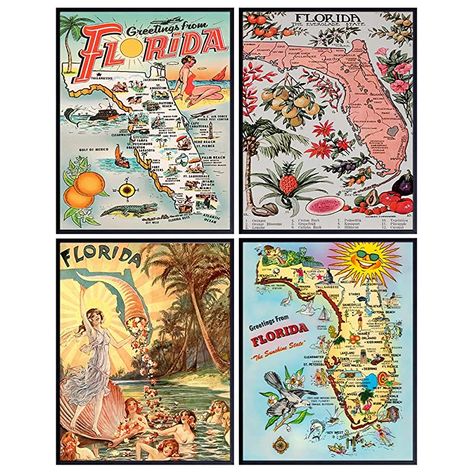 AmazonSmile: Florida Decor - Florida Tourism Tourist Map - Sunshine State Travel Poster Postcard Wall Art Print - Unique Gift for Floridians - FL Beach House, Office - Florida Wall Art - Vintage Retro Home Decor : Handmade Products Retro Florida Decor, Beach House Office, Postcard Wall Art, Florida Tourism, Florida Wall Art, Florida Decorating, Postcard Wall, Florida Poster, Florida Decor