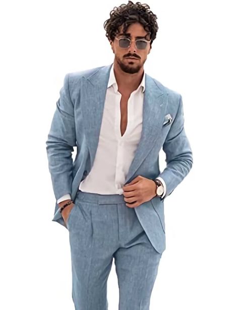 Suits Groomsmen, Beach Wedding Groom Attire, Mens Beach Wedding Attire, Tuxedos Wedding, Blazer Pants Set, Linen Suits For Men, Beach Wedding Suits, Mens 3 Piece Suits, Groomsmen Tuxedos