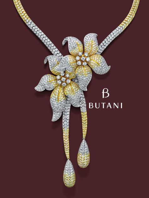 A Butani romantic and feminine flower necklace in pave setting #Butani #ButaniJewellery #Jewellery Jewellery Necklaces, Jewelry Photography, A Necklace, Pave Setting, Fine Jewels, Gems Jewelry, Yellow Diamond, High Jewelry, Flower Necklace