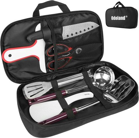 Camping Cooking Utensils, Cookware Organization, Utensil Organizer, Camping Utensils, Travel Utensils, Camping Kitchen, Camping Organization, Camping Cookware, Utensil Organization