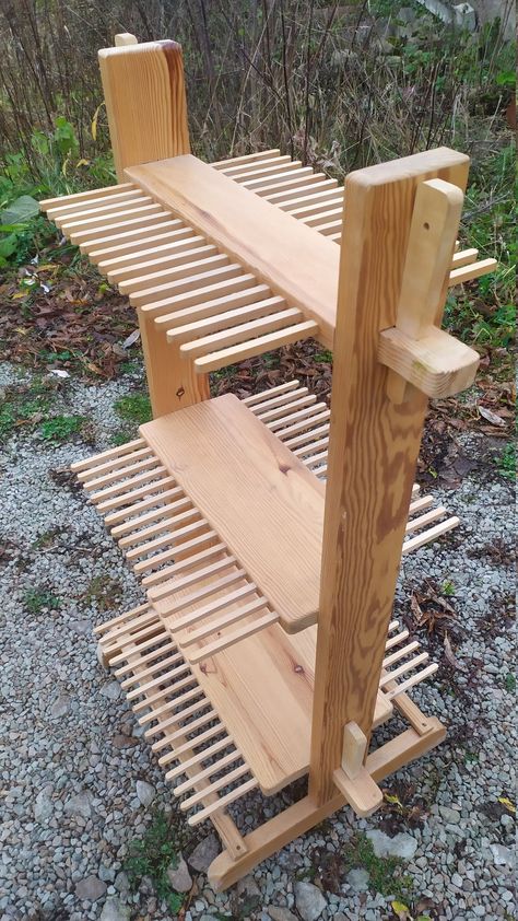 "Swedish wooden stand rack for  weaving loom reeds (30 pcs) GAV Glimakra AB 24\" X 20\" X 20\"(111 cm X 50 cm X 55 cm) Shipping will be via FedEx. Only stand for sale. Item will be well packed and sent in 1 - 2 business days. Do not hesitate to contact us and ask any questions. Follow us on Instagram! @antiquexdesign Visit our Etsy shop for Christmas ornaments and other items. https://www.etsy.com/shop/AntiqueXmas?ref=hdr_shop_menu"