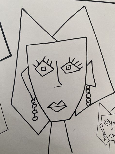 Cubism Art Ideas Easy, Picasso Faces, Pablo Picasso Cubism, Shapes Lessons, Picasso Cubism, Creative Self Portraits, Pablo Picasso Art, Whimsical Art Paintings, Cubism Art