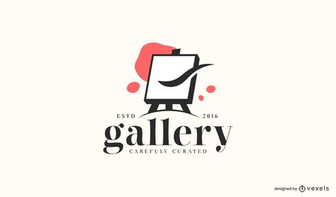 Incredible logo template featuring an easel and the caption "Gallery - carefully curated". This business logo is perfect for business cards, websites, social media, storefronts, and more. Contains editable text, colors, shapes and more! Art Gallery Logo Design, Gallery Logo Design, Art Gallery Logo, Gallery Logo, Spa Logo Design, Writing Studio, Template Art, Logo Design Set, Handmade Packaging