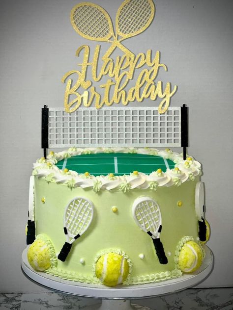 Tennis Birthday Cake For Men, Tennis Cakes Ideas, Padel Cake Ideas, Tenis Cake Birthdays, Tennis Desserts, Pickleball Cake Ideas, Tennis Cake Ideas Birthdays, Tennis Theme Cake, Tennis Birthday Cake