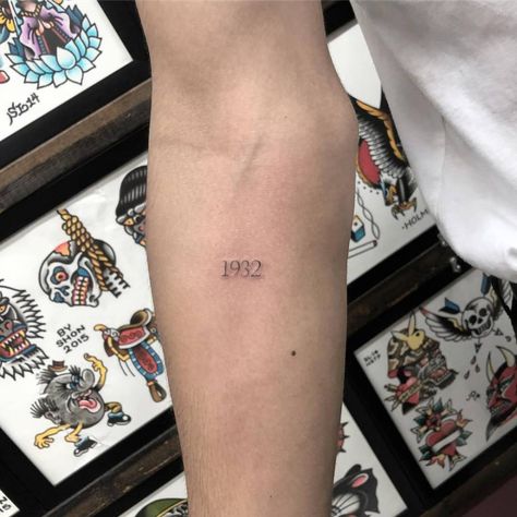 Birth Year Tattoo, 27 Tattoo, Number Tattoo Fonts, Year Tattoo, Date Tattoos, Cool Wrist Tattoos, Number Tattoos, Wrist Tattoos For Guys, Muster Tattoos