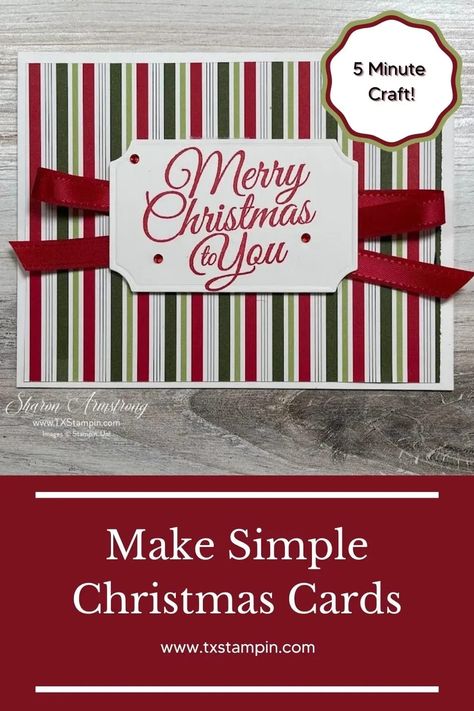 Stampin Up Holly Jolly Wishes, Simple Stampin Up Cards, Stampin Up Christmas Cards 2019-2020, Stampin Up Christmas Cards 2024, Christmas Cards Handmade Diy, Diy Christmas Cards Easy, Scrapbook Christmas Cards, Card Making Ideas For Beginners, Craft Ideas For Beginners