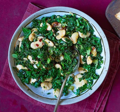 Bean Kale Salad, Can Butter, Fiber Recipes, Butter Beans Recipe, Canned Butter, Vegetarian Nutrition, Gluten Free Sides Dishes, Bbc Good Food, Dairy Free Eggs