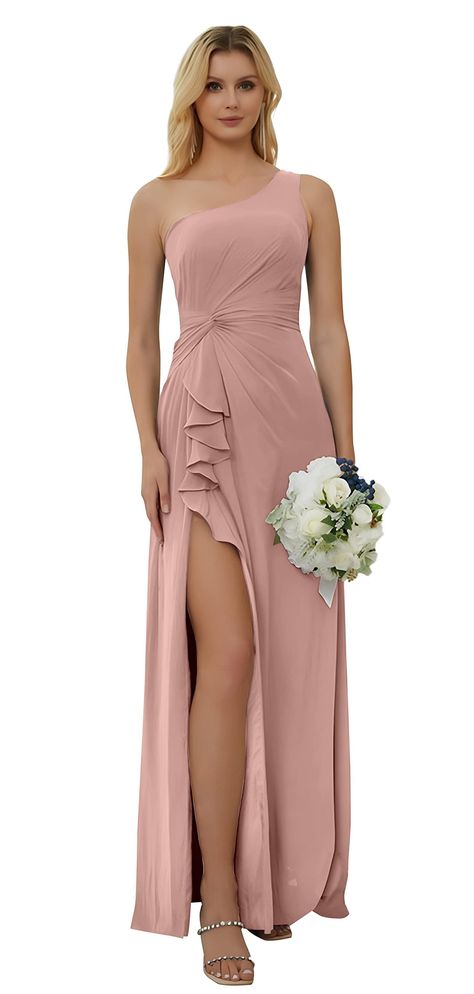 PRICES MAY VARY. Title: Bridesmaid Dresses One-Shoulder Chiffon - Cocktail Dress Formal Wedding Guest Evening Gown Dusty Rose. Product Type: Departments > Women > Clothing > Dresses > Formal Blush Pink Long Dress, Bridesmaid Color Palette, Bridesmaid Color, Long Dress Bridesmaid, Dress Formal Wedding Guest, Pink Bridesmaid Dresses Long, Mauve Bridesmaid Dress, Formal Wedding Guests, Dusty Rose Bridesmaid Dresses