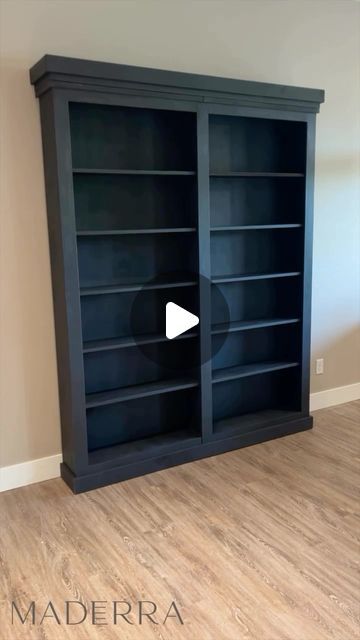 Fake Bookshelf Door, Bookshelf Sliding Door, Sliding Bookshelf Door Diy, Add Doors To Bookshelf Diy, Sliding Bookshelf Door, Sliding Bookshelf, Diy Bookshelf Door, Bookshelf Doors, Bookshelf Closet