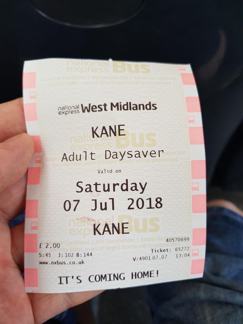 This bus ticket from England today Bus Ticket, Bus Tickets, London Bus, West Midlands, Cards Against Humanity, England, Things To Come, Quick Saves