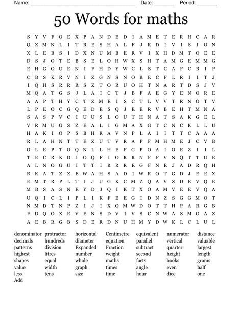 50 Words for maths Word Search Math Word Search Puzzles, Math Word Search, Word Search Puzzles Printables, Free Printable Word Searches, Math Challenge, 50 Words, Math Words, Word Search Puzzles, Word Searches