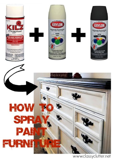 How to Spray Paint Furniture - all the details on which paints and how to do the hardware too...in one place Paint A Dresser, Spray Paint Furniture, How To Spray Paint, Paint Black, Dekor Diy, Furniture Rehab, Diy Spring, Black Furniture, Refurbished Furniture