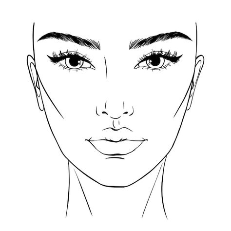 Beautiful woman portrait face chart make... | Premium Vector #Freepik #vector #woman-sketch #girl-sketch #fashion-art #face-makeup Model Face Drawing, Fashion Face Illustration, Face Chart Makeup, Beautiful Woman Portrait, Illustration Face, Fashion Illustration Face, Makeup Illustration, Face Charts, Sketch Fashion