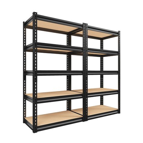 PRICES MAY VARY. 【Garage Shelving Heavy Duty Load 1550LBS】REIBII garage shelving are made of 0.32" thickened and high-quality metal frame and 760kg/m³ high-density boards,so each shelf of the storage shelves can hold up to 400 lbs, and entire garage shelves heavy duty can bear 1550LBS. 5-tier metal shelving more stable and sturdy. 【Adjustable Storage Shelving and Split into 2 Shelving Unit】The height of each layer of garage storage shelves heavy duty can be adjusted according to the height of th Heavy Duty Garage Shelving, Heavy Duty Storage Shelves, Garage Shelving Units, Gondola Shelving, Metal Storage Shelves, Garage Shelves, Heavy Duty Shelving, Garage Storage Shelves, Metal Shelving