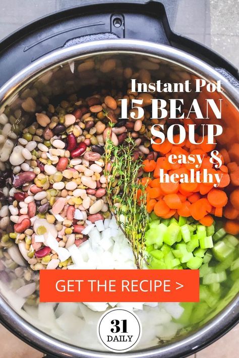 Insta Pot Ham And Bean Soup Recipes, Mixed Beans Instant Pot, Bean Soup Instant Pot Recipes, Bean Soup In Instant Pot, 15 Bean Soup Recipes Instant Pot, Instapot Bean Soup Recipes, Ham And Bean Soup Instapot, Instapot Beans Recipe, Insta Pot Bean Soup Recipes