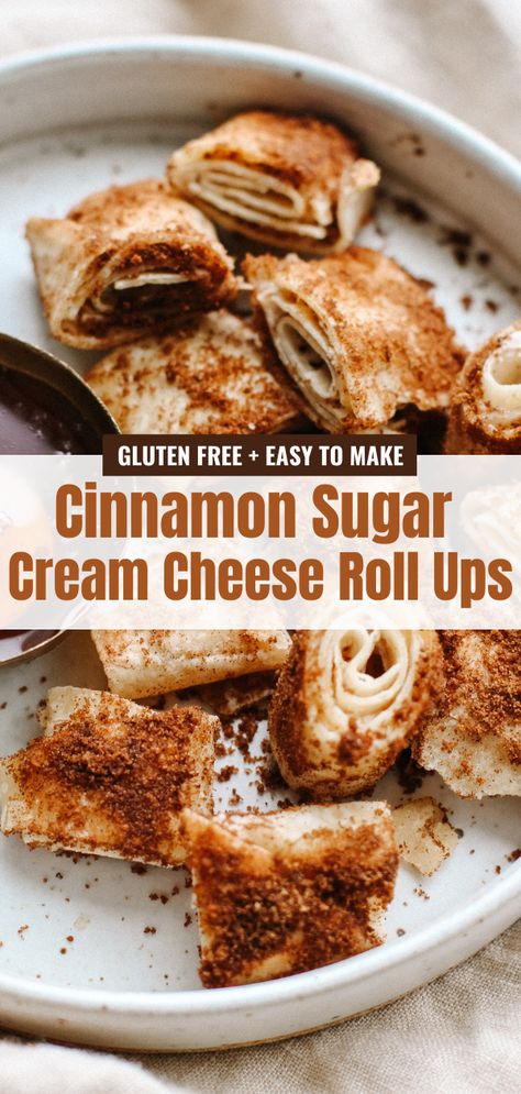 Cinnamon Sugar Cream Cheese, Cream Cheese Roll Ups, Tortilla Dessert, Cream Cheese Snacks, Cheese Roll Ups, Cinnamon Sugar Tortillas, Low Sugar Diet Recipes, Cream Cheese Roll Up, Gluten Free Cinnamon