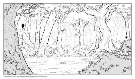 Forest Sketch, Storyboard Drawing, Forest Drawing, Draw Realistic, Nature Art Drawings, Background Designs, Landscape Sketch, Matt Groening, صفحات التلوين