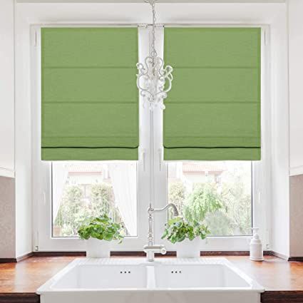 Amazon.com: TWOPAGES Linen Blend Roman Shade Roman Blinds for Windows, Custom Made Roman Window Shade Room Darkening Blackout Roman Shade Washable Fabric, Install Hardware Included, Green, 1 Piece : Home & Kitchen Roman Shades For Doors, Shades For French Doors, Cordless Window Shades, Condo Makeover, Temporary Door, White Roman Shades, Blinds For French Doors, Window Shades Blackout, Linen Roman Shades