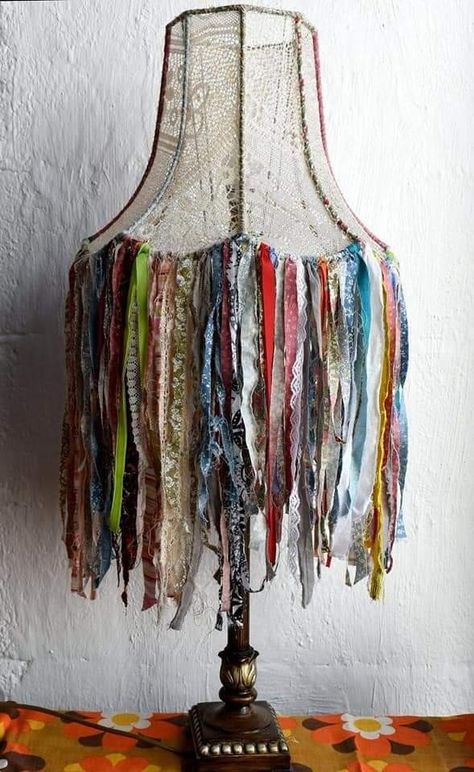 Kattokruunu Diy, Repurposed Lamps, Lampshade Art, Fabric Tassels, Lamps Handmade, Diy Luminaire, Grandmillennial Style, Shabby Chic Lamp Shades, Furniture Upcycling