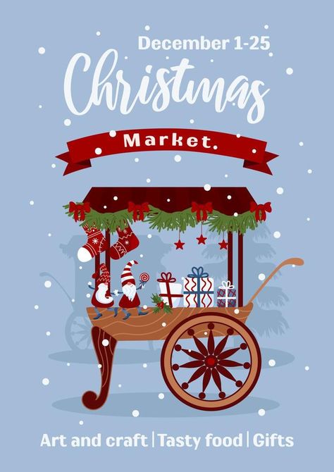 Christmas Advertising Design, Market Banner, Christmas Market Stall, Christmas Poster Design, Cotton Candy Party, Christmas Advertising, Advertising Banner, Gift Vector, Christmas Flyer