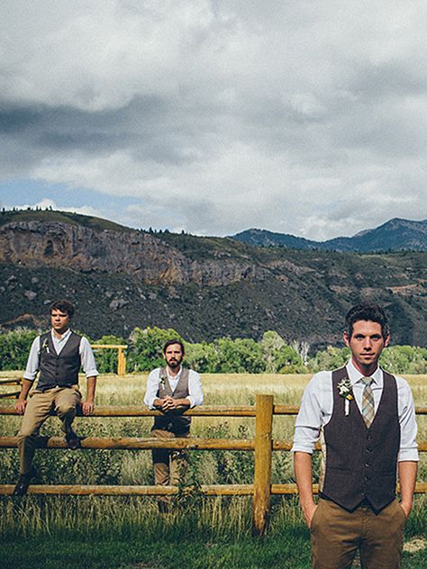 Hack away at these 17 lumberjack-inspired styles for a rugged groom. Cowboy Wedding Attire, Gray Groomsmen, Brown Weddings, Groomsmen Vest, Groomsmen Grey, Abercrombie Men, Groomsmen Outfits, Cowboy Wedding, Wedding Groomsmen